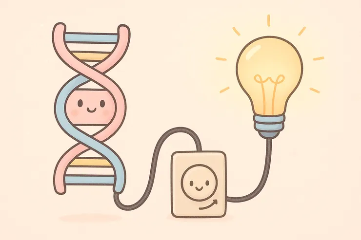 基因像燈，表觀遺傳像調光器，決定亮度但不改變燈泡本身。