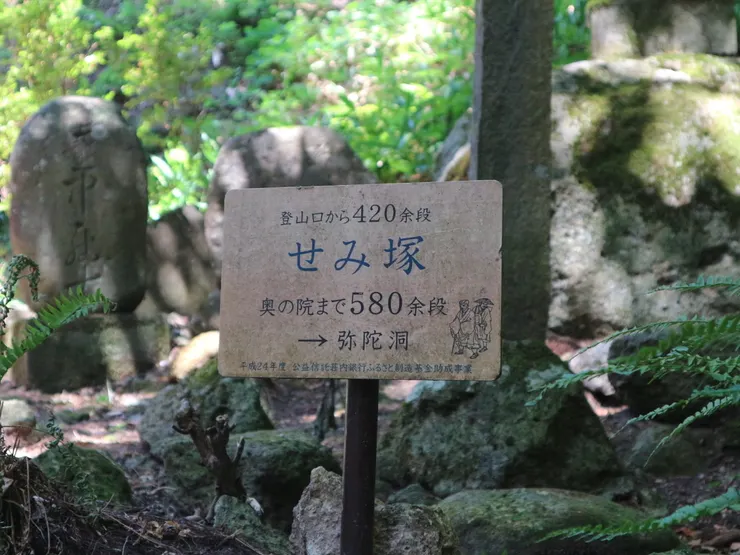 通往山頂的路上,還有幫你計算階梯的貼心小提醒