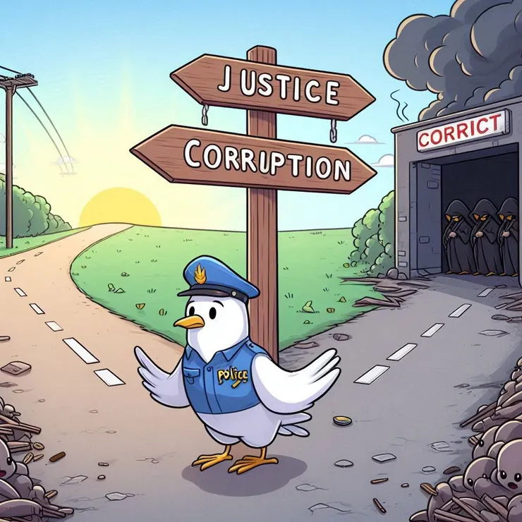 一個人最大的權力是可以自由選擇要維護公平正義，或走向貪婪腐敗