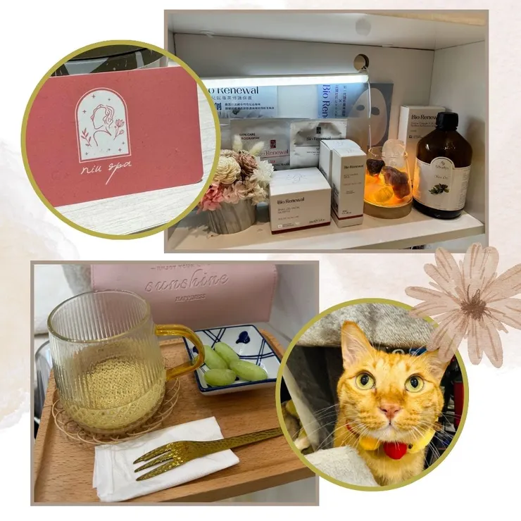 右上：店內販售的商品／左下：療程結束的小點心