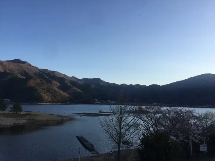 窗外清晨的河口湖如此靜謐