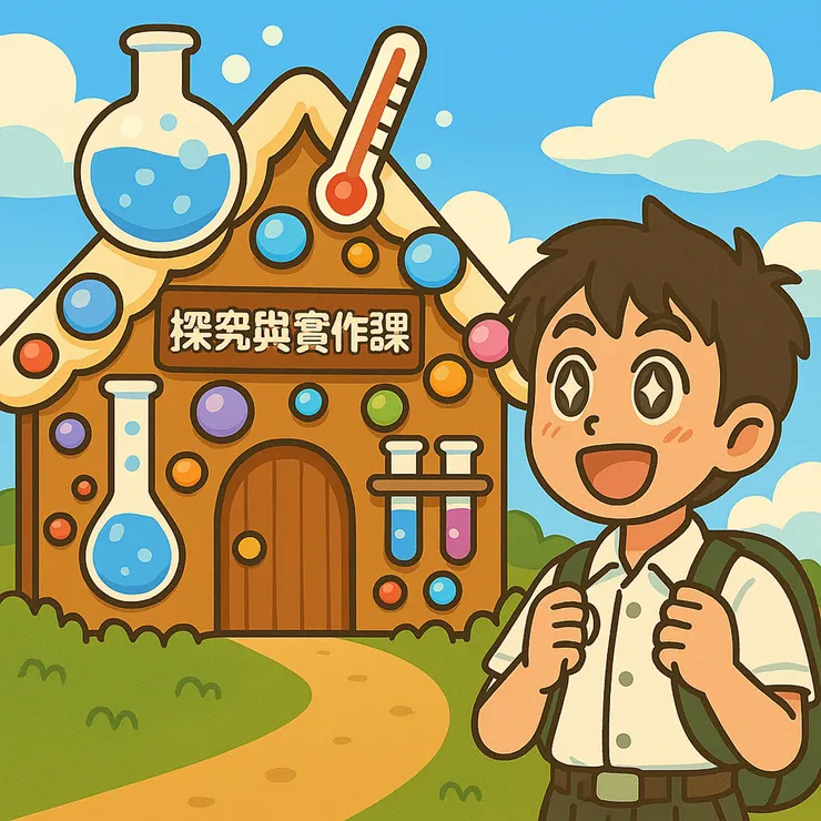 像糖果屋一樣夢幻的「探究與實作課」，令人想一探究竟！ (小昕咒語Copliot繪圖)
