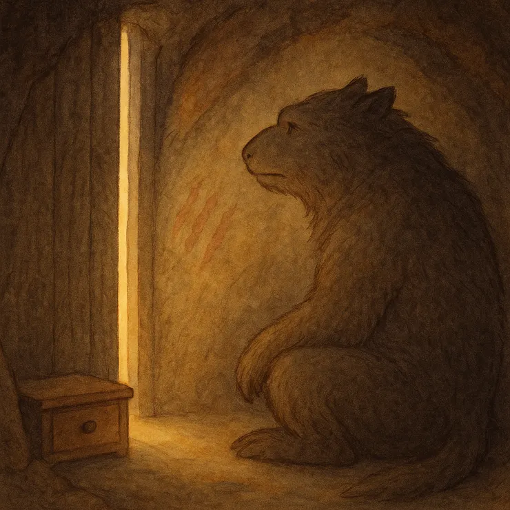 就算門縫擦乾了,洞裡還留著一格「沒說完的事」,安安靜靜躺著不動。