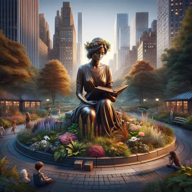 The statue is elegant and life-like, with a head size that is proportionate to her body