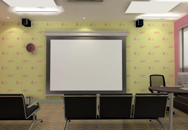 我都用暖色和比較精神的色調。設施有電腦和投影機。