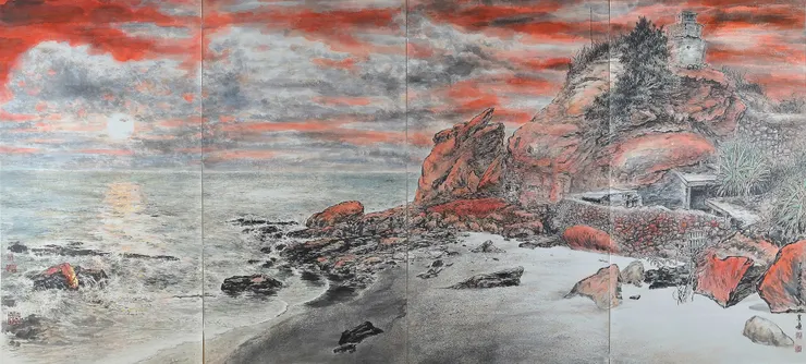 〈塔山夕照〉