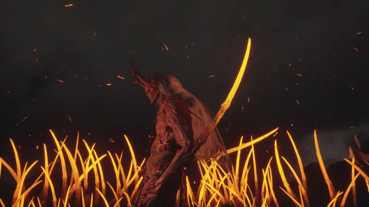 遊戲截圖：夜叉王(紅孩兒)，致敬原著天罡蓮臺刀尖意象。