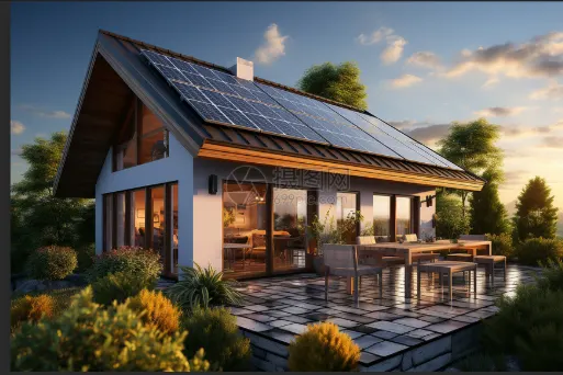 鄉下太陽能板屋頂別墅示意圖