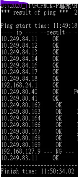 確認結果127.9 NG,表示該設備異常,無正常運作
