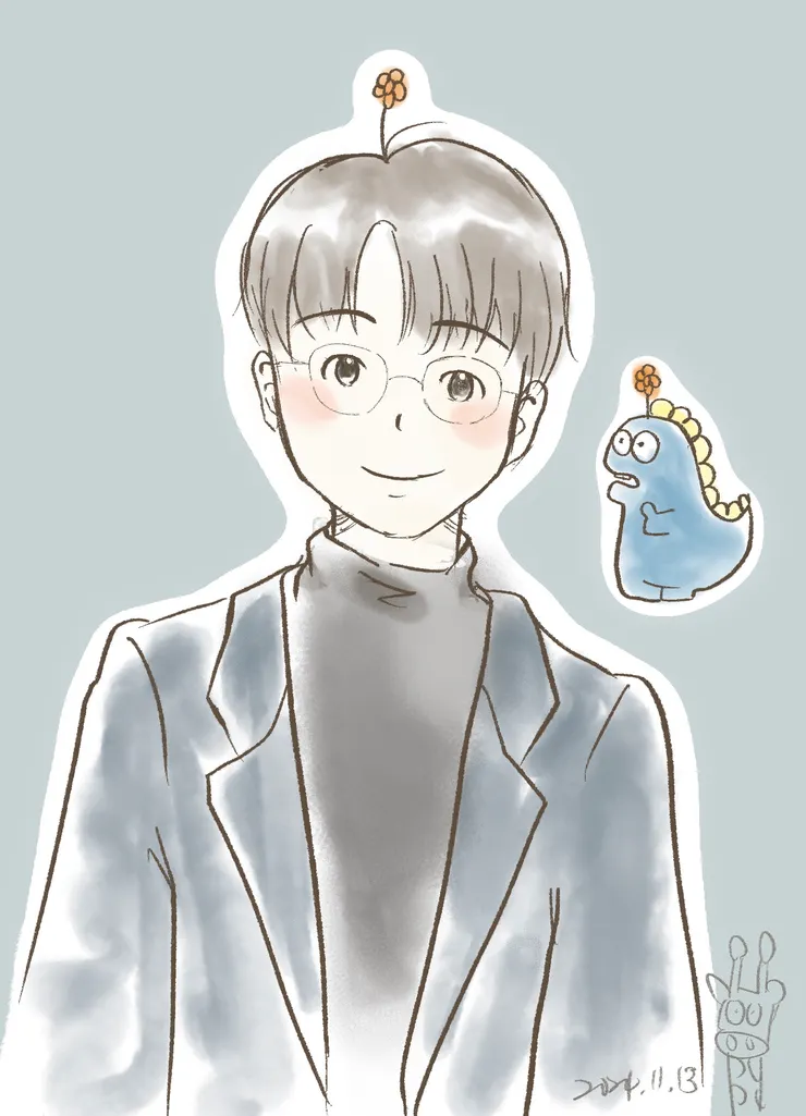 幫男友畫的水彩風格似顏繪