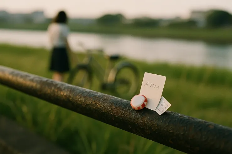 有些甜是為了道歉，有些線是給風的；把半顆放在欄杆上，讓河先替你把話說一遍。