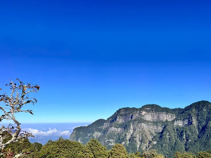 阿里山園區內，遠眺群山