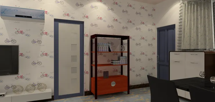 這裏有個飾物櫃,間出了玄關位置。