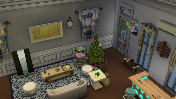 這個房子雖然是現成的，但我重新裝潢過，如果去掉聖誕裝飾也覺得漂亮舒適。我是帶著這個想法來裝潢。(順帶一提，把原有的傢俱裝修拆掉時，我覺得超爽！雖然不是真實地把東西丟掉。)