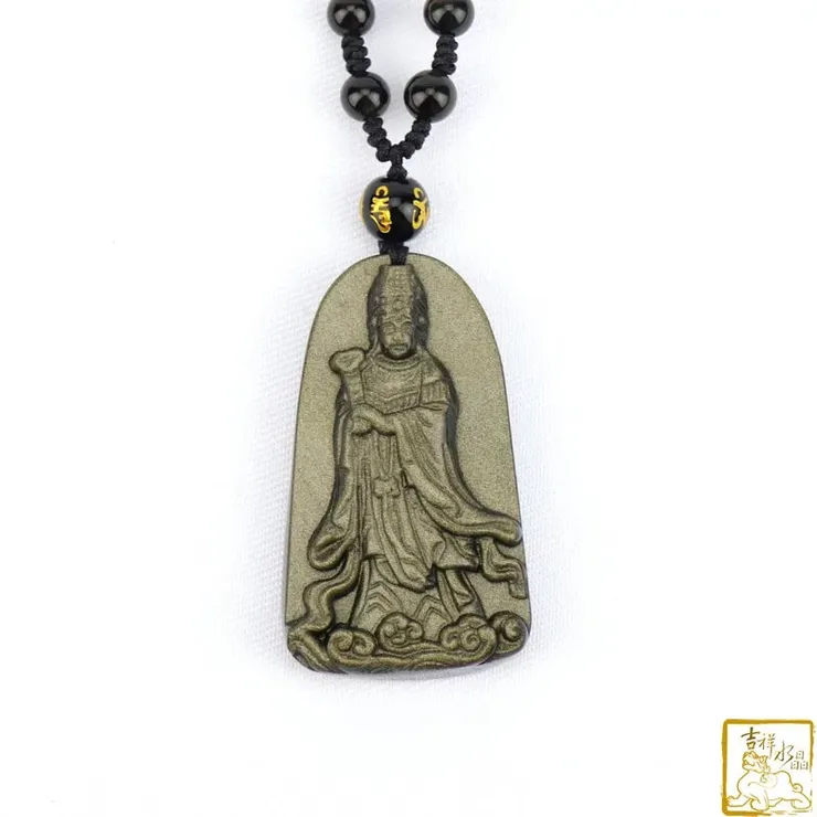 金沙黑曜石媽祖項鍊 24g 辟邪保平安