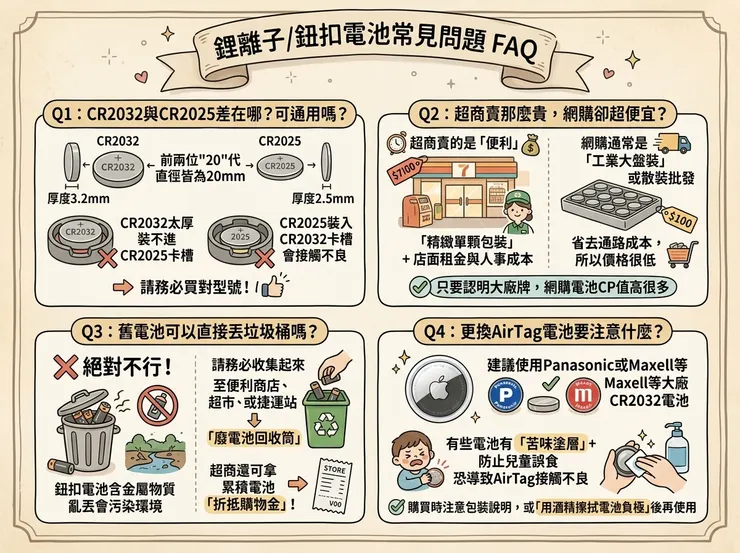 鋰電池/鈕扣電池常見問題FAQ