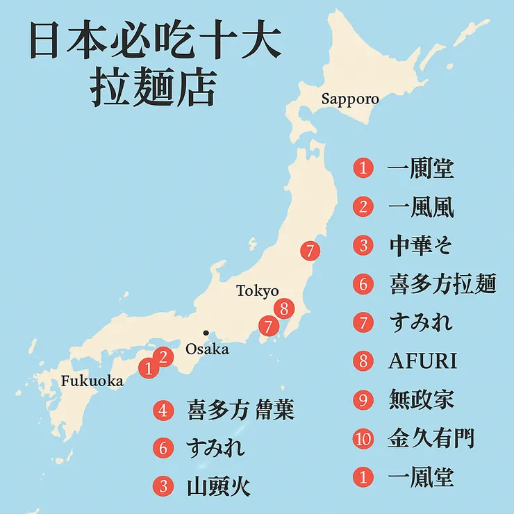 日本10大拉麵分佈地圖