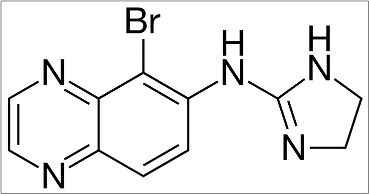 圖2. 溴莫尼定之化學構造；圖片來源：維基百科