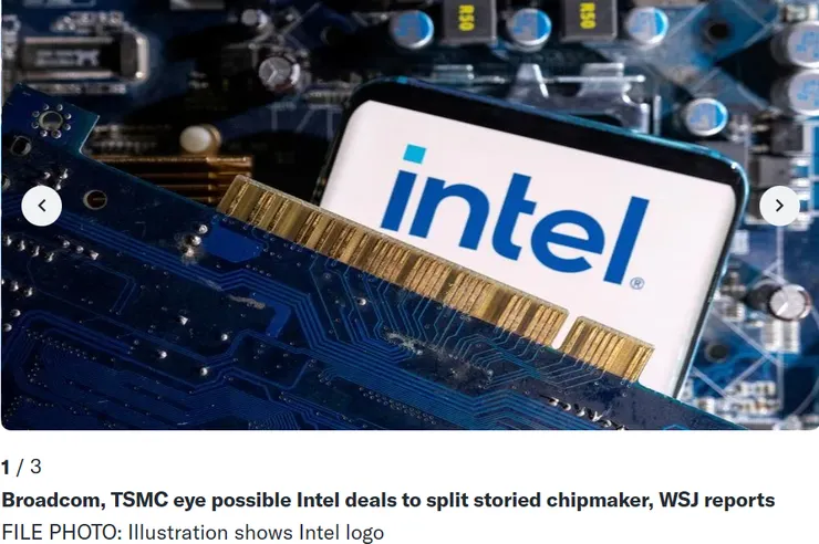 圖片及新聞英文原文出處https://finance.yahoo.com/news/broadcom-tsmc-eye-possible-intel-021925974.html