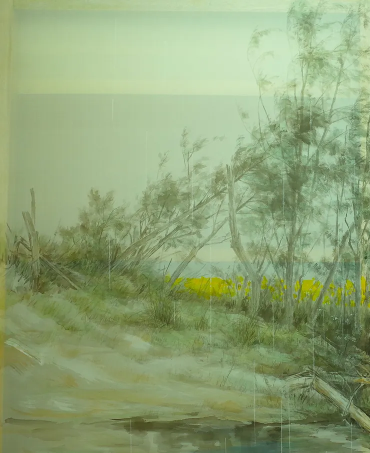 〈寒潭鷺影〉局部－ 潭岸