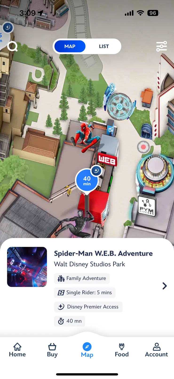 點進該項遊樂設施會有相關資訊