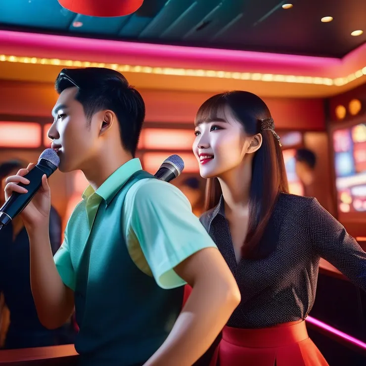 AI繪圖：同事們歡唱KTV情境圖