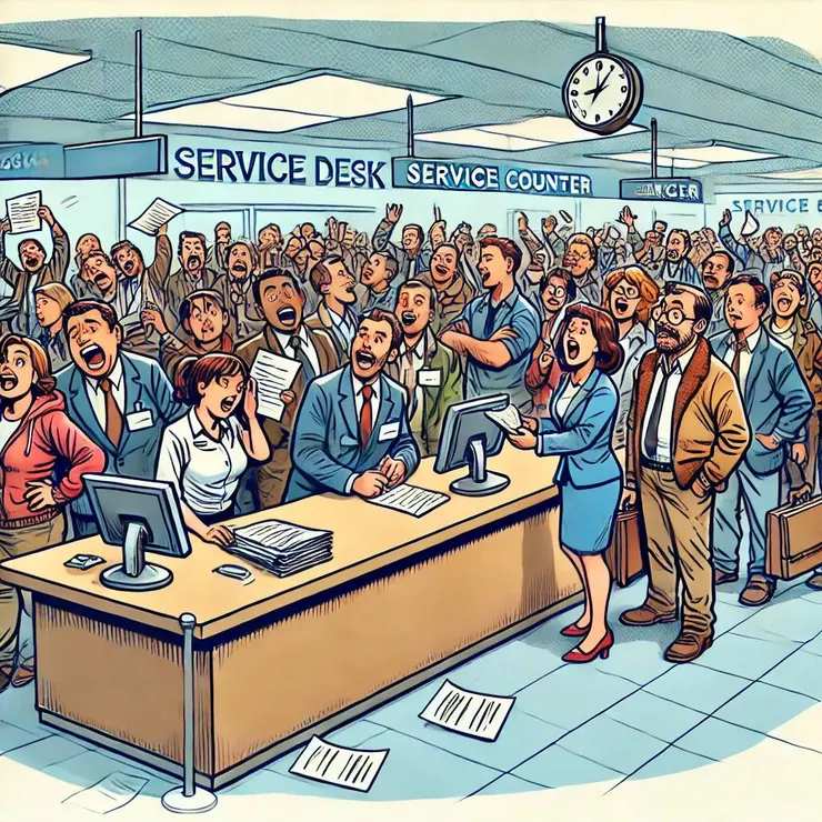 人潮洶湧的服務台