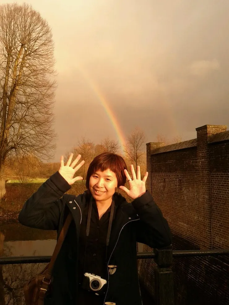 在小鎮看到彩虹跟霓很高興