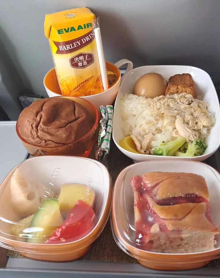 這是長榮航空桃園飛日本松山BR110班機的雞肉飯飛機餐!超讚!台味十足!