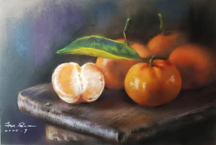 橘子 (媒材:粉彩)