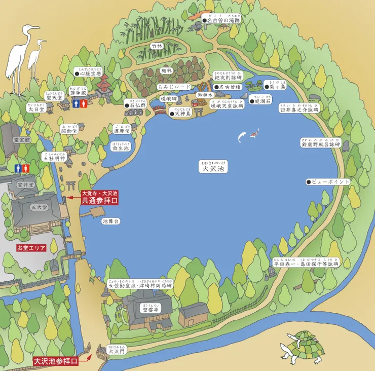 圖08 大澤池區散策地圖(圖片來源:大覺寺官網) 