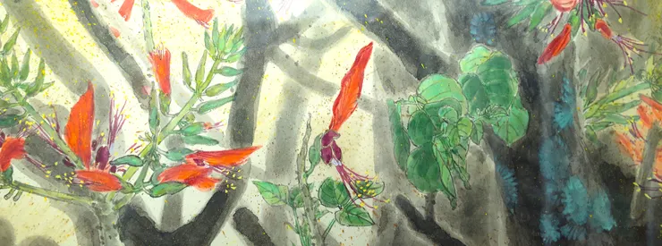 〈莿桐花開〉局部－莿桐花