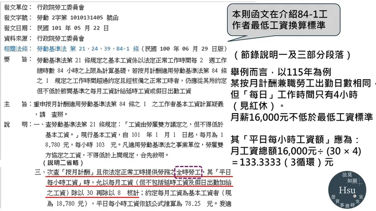 行政院勞工委員會101.5.22勞動2字第 1010131405 號函