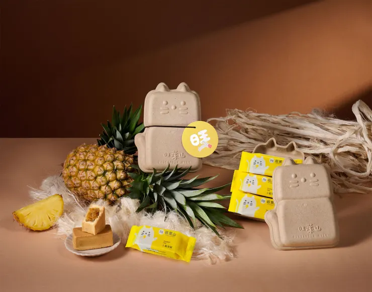 圖說：旺萊山獨家打造的「財運旺旺萊禮盒」，將鳳梨葉纖維製成討喜的「旺萊貓」造型，外型吸睛又傳遞永續精神。（資料來源：旺萊山）