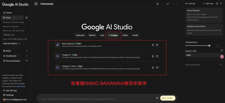 Google AI Studio 模型挑選