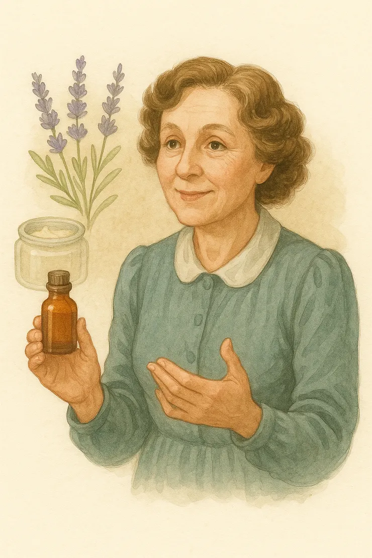 GPT夥伴示意圖，非歷史圖。感覺當年芳療先驅，帶有溫柔且優雅的氣氛