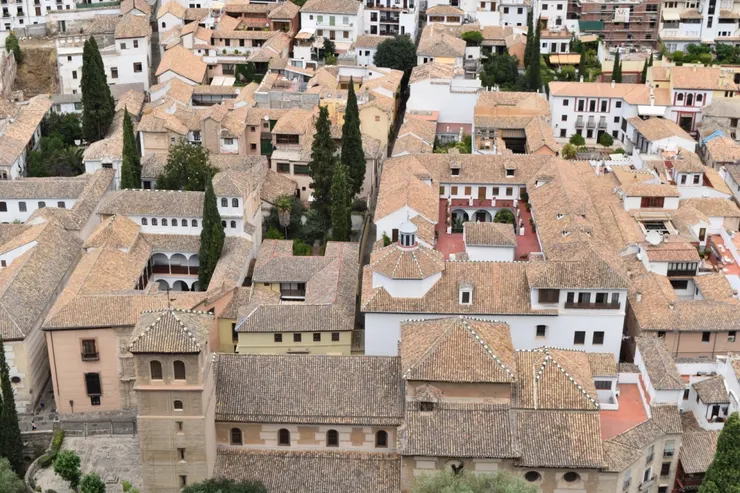 Granada的屋頂都有美麗的磚塊排列,且都有中庭,是休憩的好地方。