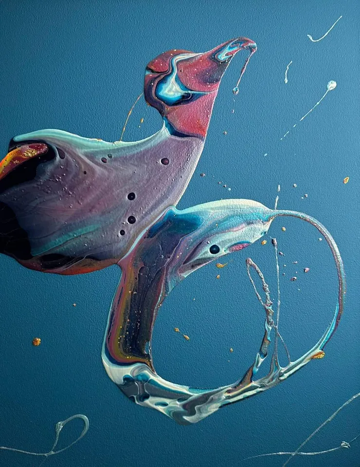 chikako adachi作品《カンタータ》, 2024, 指甲油、壓克力彩、畫布, 41cmx31.8cm