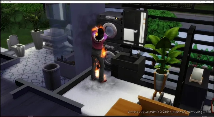 ???洗個衣服為毛著火?!