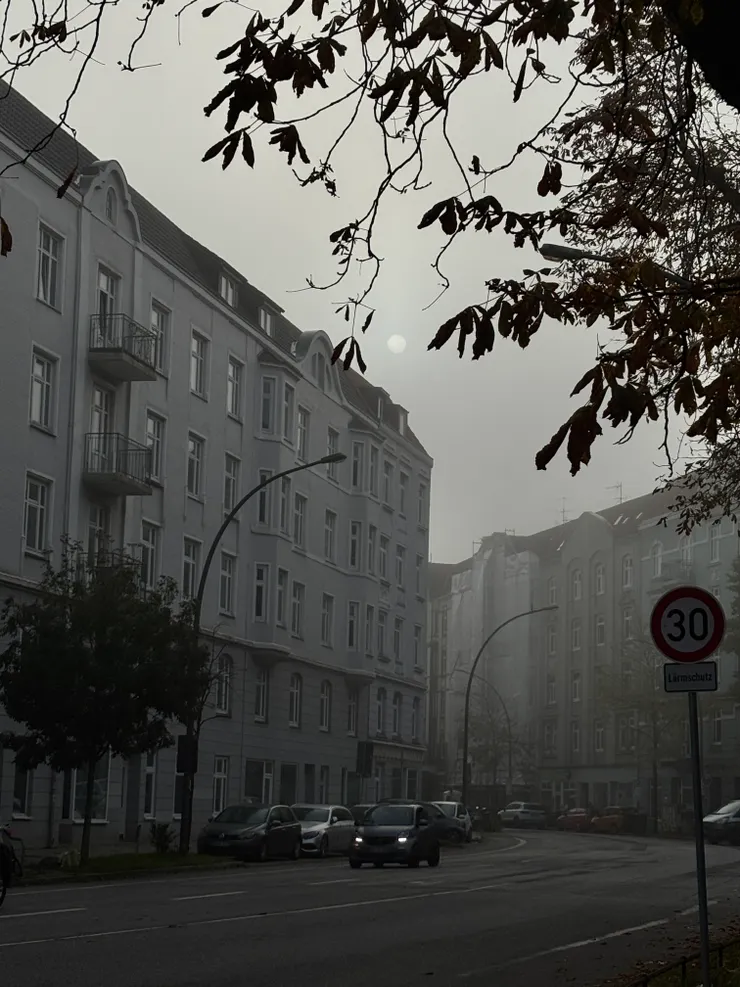 那一天就是這麼的灰濛濛，沒有套用濾鏡！月亮清晰可見