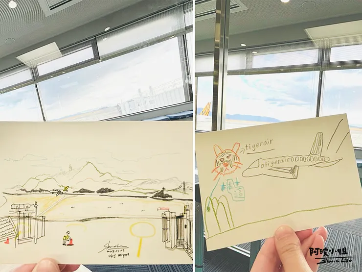 OKJ機場畫畫圖，我終於寫生了XD))