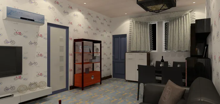 大門的顏色很好看，但好像矮小了一點，大門應該大一些吧。