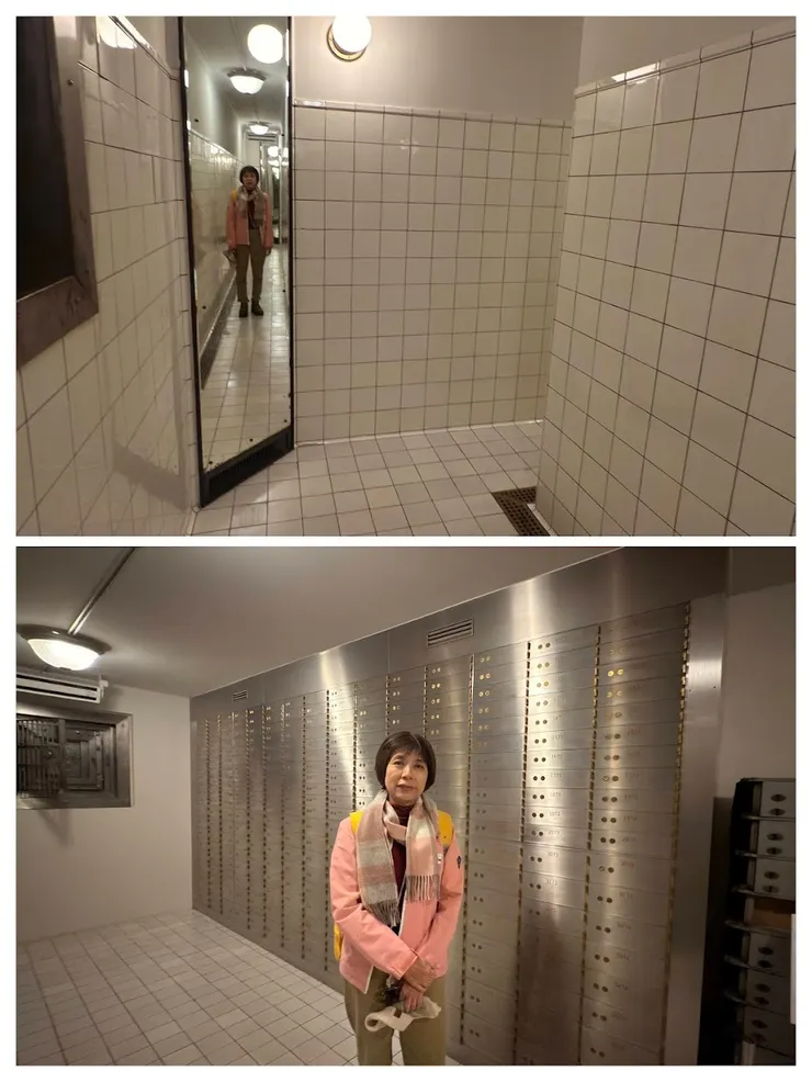 要去保險箱的迴廊是隔離結露，反光鏡讓人無所遁形。