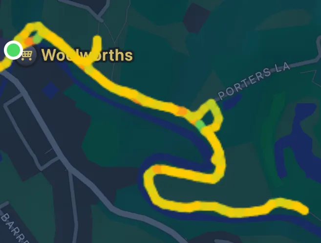 從進入小徑沿途走到「一半」又折返的路線圖