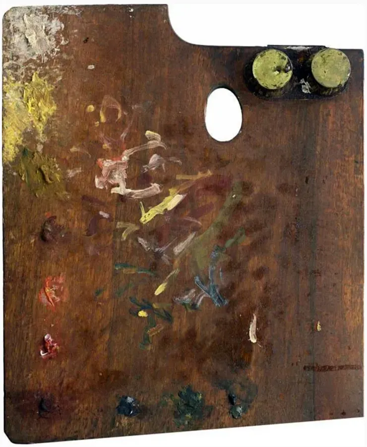 雷諾瓦(Pierre-Auguste Renoir )用過的調色盤 圖片來源：《The Artist's Palette: The palettes behind the paintings of 50 great artists》