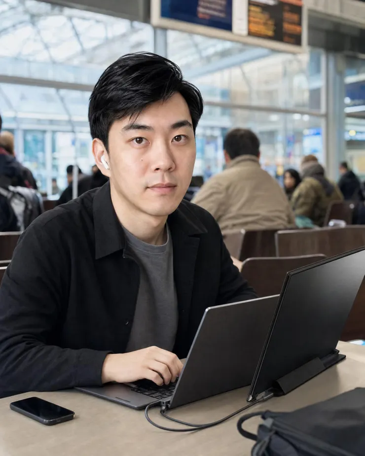 梁练伟在通勤场景测试 AI PC 续航与多设备办公体验