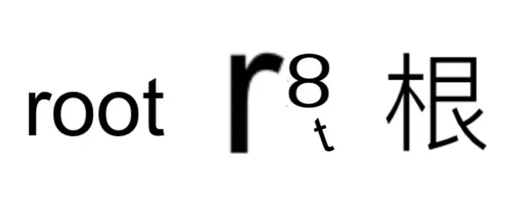 【附圖：曾經使得 root ㄧ字與漢字「根」互相橋接轉換、卻早已失傳的神秘橋接符號：r8t 】