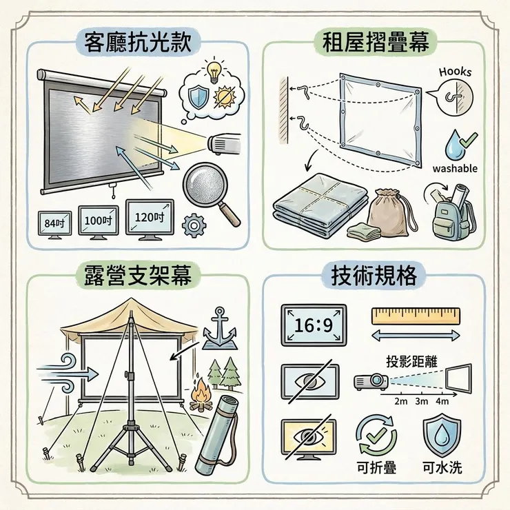 【投影布幕推薦】2026 抗光幕還是便攜布幕?🎬 Dcard、PTT 5 款露營與客廳投影幕比較