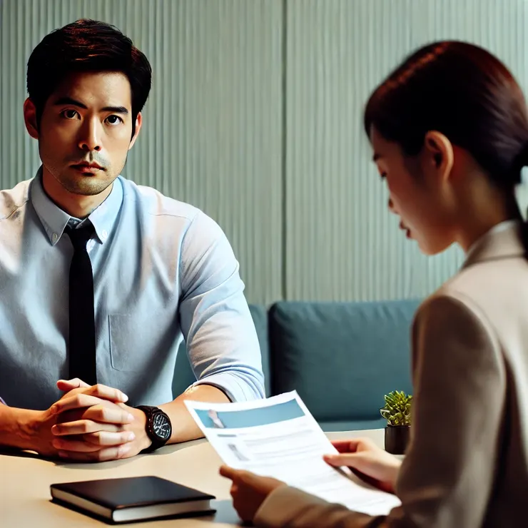 中年人接受年輕主管面試