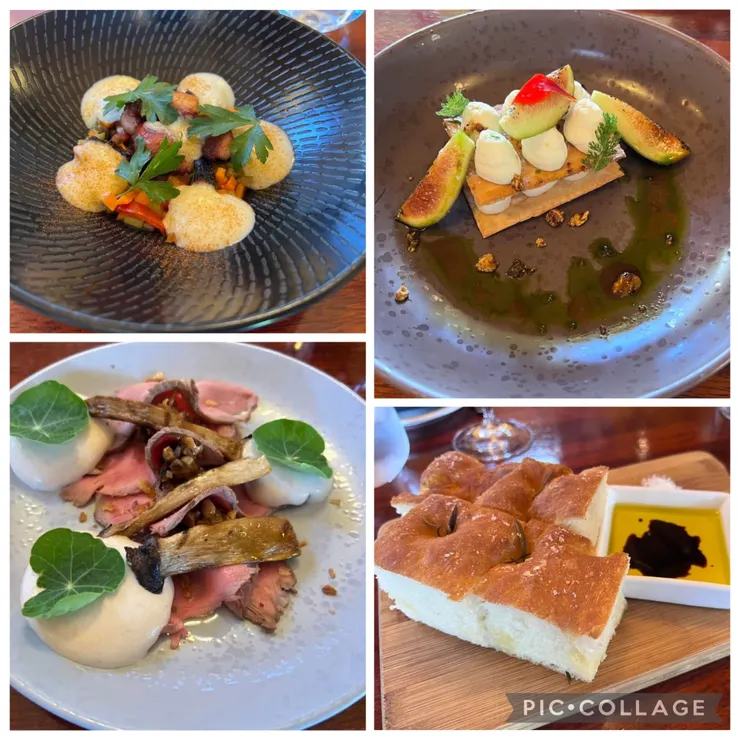 麵包+橄欖油、章魚、小牛肉、山羊乳酪